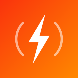 myEnergy App-Symbol: Blitz auf orangem Verlauf