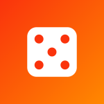 myGames Symbol: Wuerfel auf orangem Verlauf